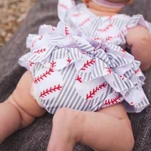 Baby Girl Baseball Ruffles Romper